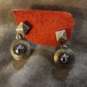 Silver and Black Geometric Earrings